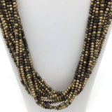 27" Gold on Black Glass Bead Necklace (Dozen)