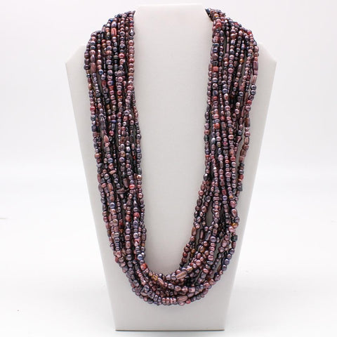 27" Multi Pearl Silver and Pink Glass Bead Necklace (Dozen)