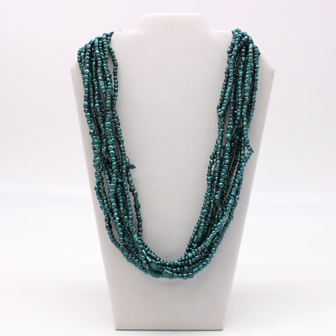 27" Pearl Teal Glass Bead Necklace (Dozen)
