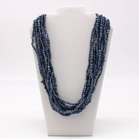 27" Pearl Blue Glass Bead Necklace (Dozen)