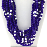 27" Blue & White Pattern Glass Bead Necklace (Dozen)