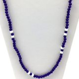 27" Blue & White Pattern Glass Bead Necklace (Dozen)