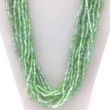 27" Green & Clear Glass Bead Necklace (Dozen)