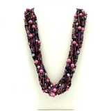 27" Mixed Purple & Lavender Glass Bead Necklace (Dozen)