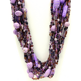 27" Mixed Purple & Lavender Glass Bead Necklace (Dozen)