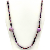 27" Mixed Purple & Lavender Glass Bead Necklace (Dozen)