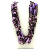 27" Mixed Purple & Lavender Glass Bead Necklace (Dozen)