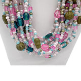 27" Pink and Green Multicolor Assorted Glass and Clay Bead Necklace (Dozen