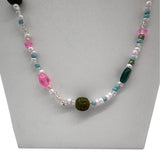 27" Pink and Green Multicolor Assorted Glass and Clay Bead Necklace (Dozen