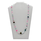 27" Pink and Green Multicolor Assorted Glass and Clay Bead Necklace (Dozen