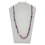 27" Purple, Yellow, and Green Multicolor Assorted Glass Bead Necklace (Dozen)