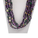 27" Purple, Yellow, and Green Multicolor Assorted Glass Bead Necklace (Dozen)