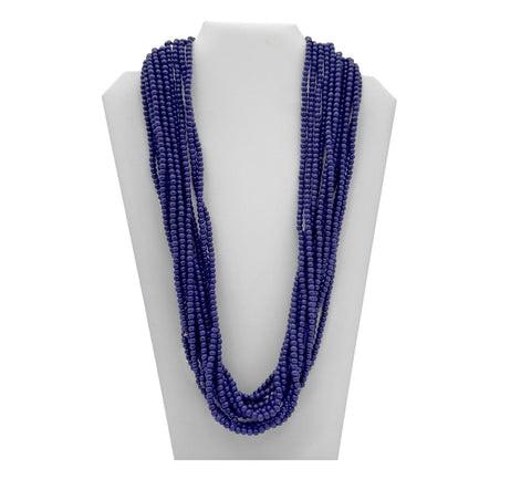 27" Royal Blue Glass Bead Necklace (Dozen)