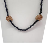 27" Purple, Yellow, and Green Assorted Glass, Wooden, and Velvet Bead Necklace (Dozen)