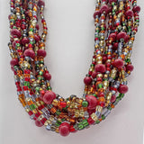 27" Vibrant Multicolor Glass and Wooden Bead Necklace (Dozen)
