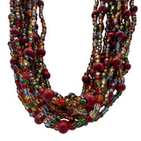 27" Vibrant Multicolor Glass and Wooden Bead Necklace (Dozen)