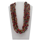 27" Vibrant Multicolor Glass and Wooden Bead Necklace (Dozen)