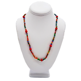 27" Vibrant Multicolor Glass and Wooden Bead Necklace (Dozen)
