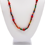 27" Vibrant Multicolor Glass and Wooden Bead Necklace (Dozen)