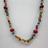 27" Vibrant Multicolor Glass and Wooden Bead Necklace (Dozen)