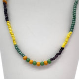 27" Purple, Yellow, and Green Assorted Glass Bead Necklace (Dozen)