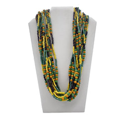 27" Purple, Yellow, and Green Assorted Glass Bead Necklace (Dozen)