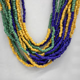 27" Purple, Yellow, and Green Color Block Glass Bead Necklace (Dozen)