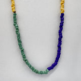 27" Purple, Yellow, and Green Color Block Glass Bead Necklace (Dozen)