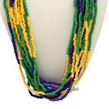 27" Purple, Yellow, and Green Color Block Glass Bead Necklace (Dozen)