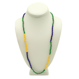 27" Purple, Yellow, and Green Color Block Glass Bead Necklace (Dozen)