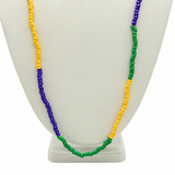 27" Purple, Yellow, and Green Color Block Glass Bead Necklace (Dozen)