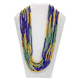 27" Purple, Yellow, and Green Color Block Glass Bead Necklace (Dozen)