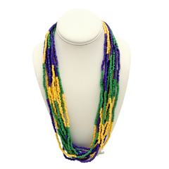 27" Purple, Yellow, and Green Color Block Glass Bead Necklace (Dozen)