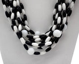 27" Black and White Glass Bead Necklace (Dozen)
