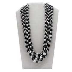 27" Black and White Glass Bead Necklace (Dozen)