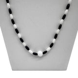 27" Black and White Glass Bead Necklace (Dozen)