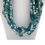 27" Turquoise and Clear Glass Bead Necklace (Dozen)