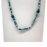 27" Turquoise and Clear Glass Bead Necklace (Dozen)