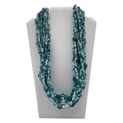 27" Turquoise and Clear Glass Bead Necklace (Dozen)