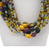 27" Light Purple, Green, and Yellow Multicolor Glass Bead Necklace (Dozen)