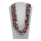 27" Orange and Blue Multicolor Glass Bead Necklace (Dozen)