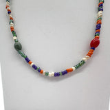27" Orange and Blue Multicolor Glass Bead Necklace (Dozen)