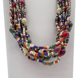 27" Orange and Blue Multicolor Glass Bead Necklace (Dozen)