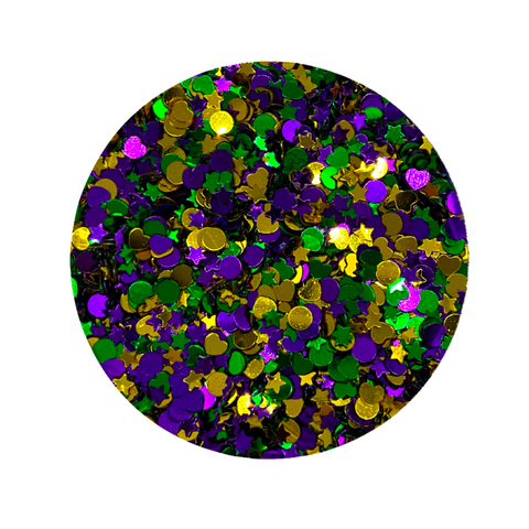 8oz Confetti - Purple, Green and Gold Assorted 3mm Shapes (Each)