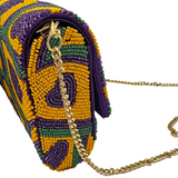 Purple, Green, and Gold Flower Beaded Purse (Each)