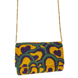 Purple, Green, and Gold Beaded Heart Purse (Each)