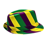 Purple, Green and Gold Striped Fedora Hat (Each)