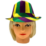 Purple, Green and Gold Striped Fedora Hat (Each)