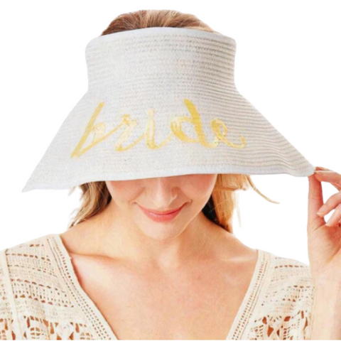 Roll Up foldable Visor Sun Hat - Bride (Each)