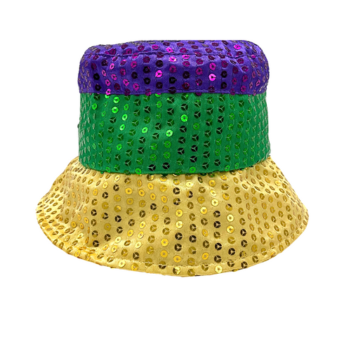 Purple, Gold, and Green Sequin Bucket Hat (Each)